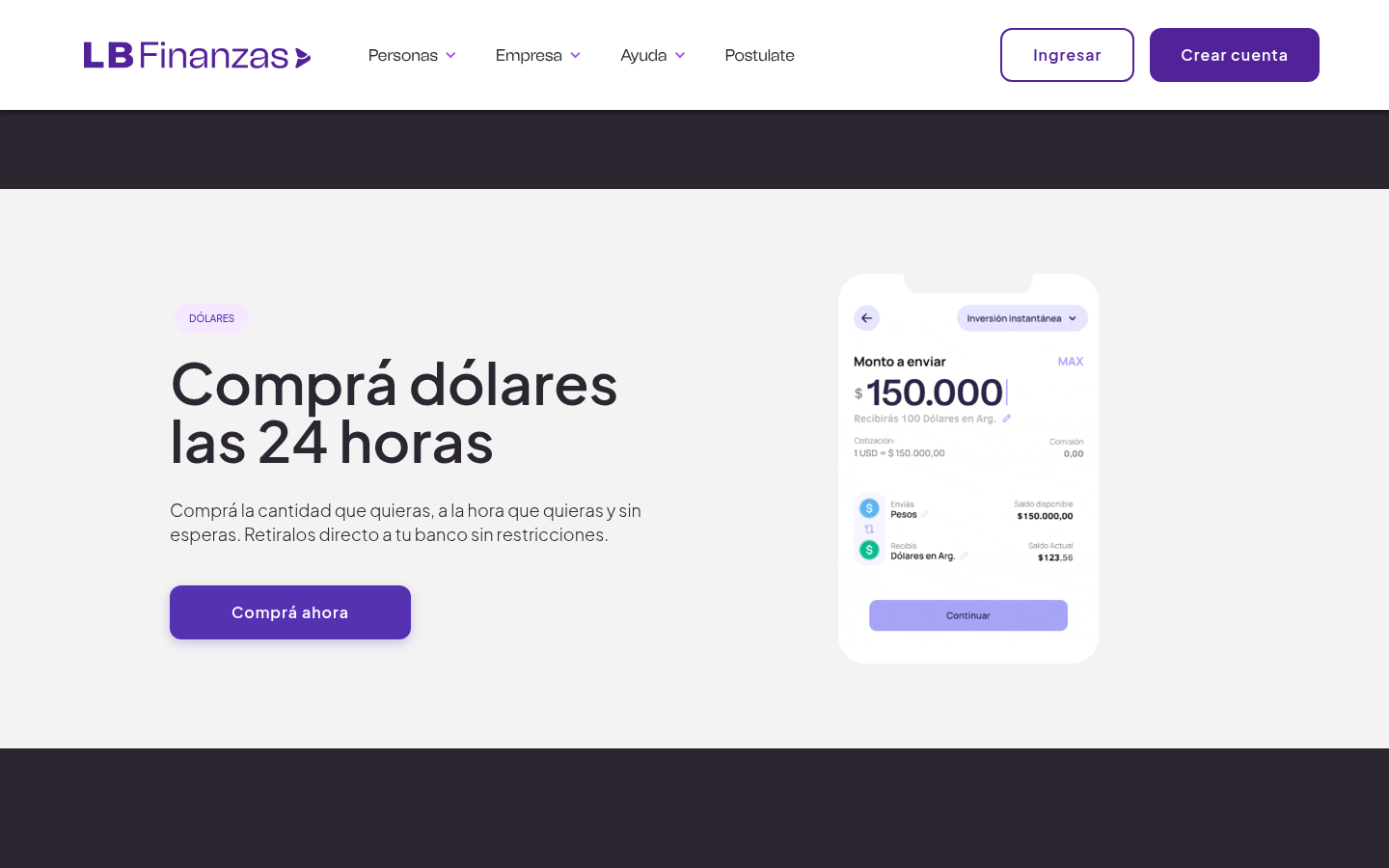 LB Finanzas App — criptomonedas: BTC, ETH, USDT y +30 activos